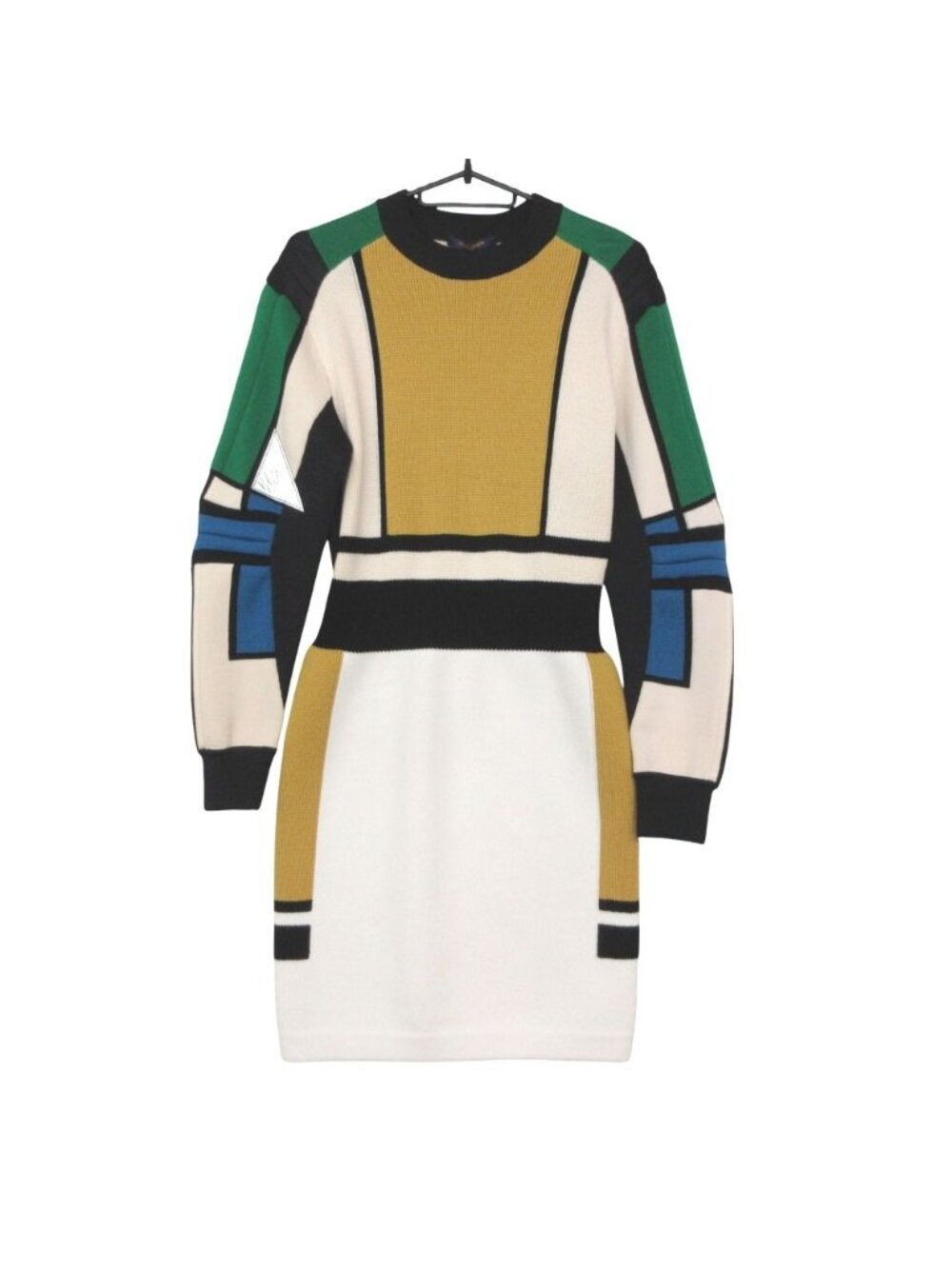 Louis Vuitton Dress Knit Leather Patch Cutwork Fitted Multicolor